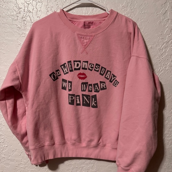 AE x Mean Girls Crew Neck Sweatshirt On Wednesdays We Wear Pink - Picture 1 of 5